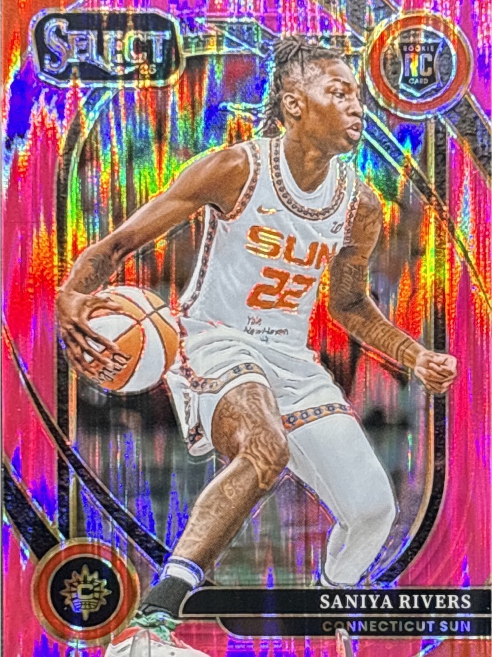 Panini Select Saniya Rivers Rookie Basketball Card - Pink Parallel Prizm